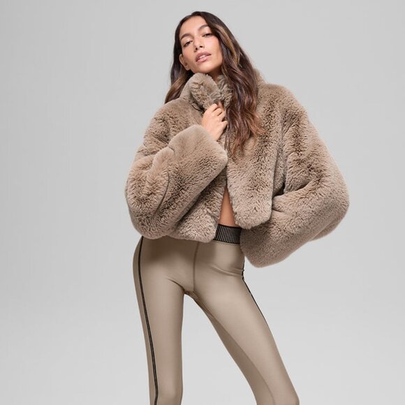 Alo Yoga Faux Fur Allure Jacket  Oat - Picture 1 of 5